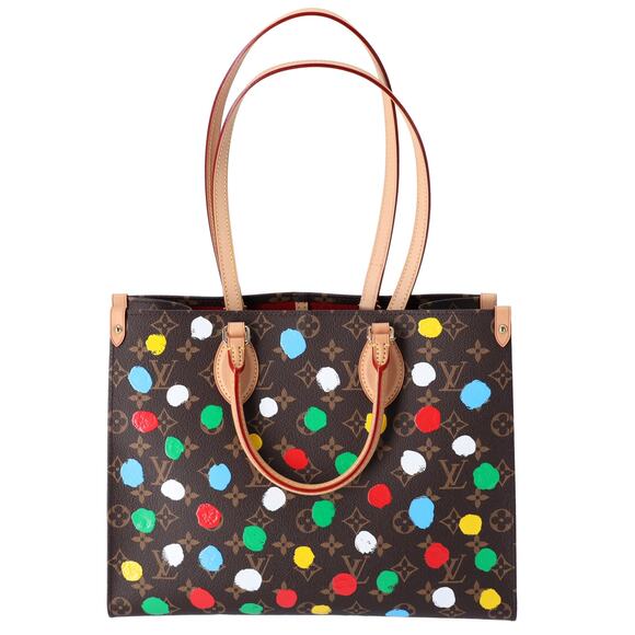 Louis Vuitton x Yayoi Kusama Onthego MM Tote Brown Monogram Polka Dots - Picture 1 of 8